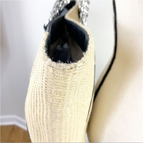 Calvin‎ Klein Large Double Chain Strap Straw Tote Bag w/Faux Leather Accents - Picture 5 of 15